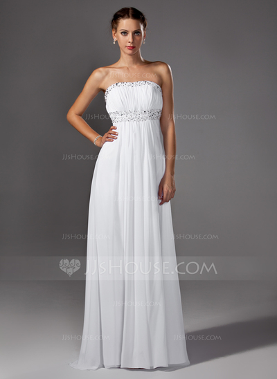 Empire Sweetheart Sweep Train Chiffon Evening Dress With Ruffle Beading Sequins (017004374)