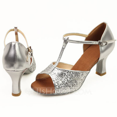 Sparkling Glitter Heels Latin Ballroom Dance Shoes With T-Strap (053011481)