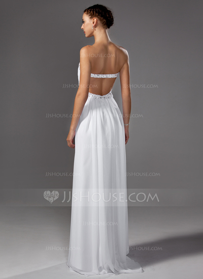 Empire Sweetheart Sweep Train Chiffon Evening Dress With Ruffle Beading Sequins (017004374)