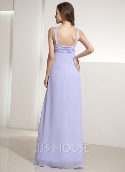 A-Line/Princess V-neck Floor-Length Chiffon Holiday Dress With Ruffle Beading (020014196)