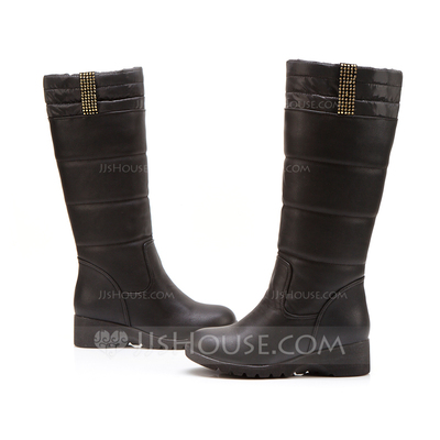 Leatherette Low Heel Platform Knee High Boots With Rhinestone shoes (088033006) - JJsHouse
