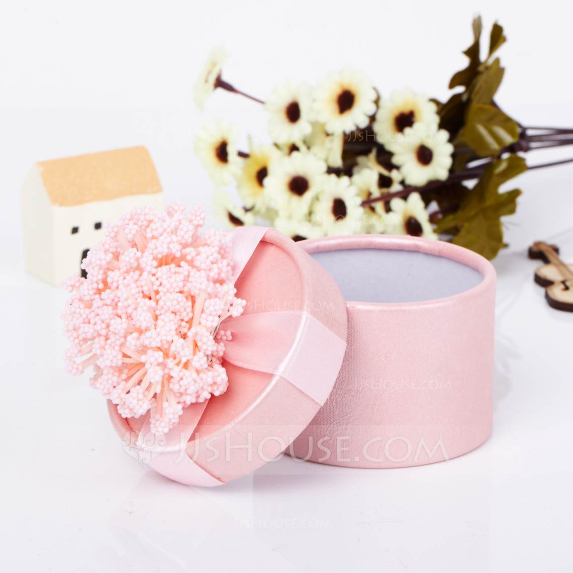 Lovely Cylinder Favor Boxes With Flowers (Set of 12) (050039696) JJsHouse