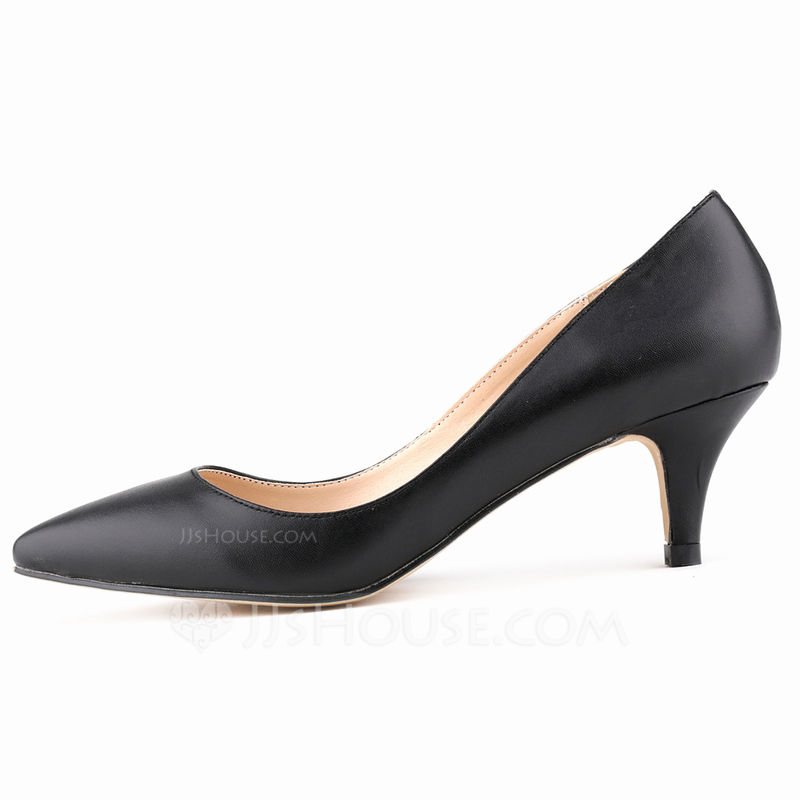 Leatherette Kitten Heel Pumps Closed Toe shoes (085059023) - JJsHouse