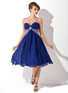 Empire Sweetheart Tea-Length Chiffon Homecoming Dress With Ruffle Beading Sequins (022020852)
