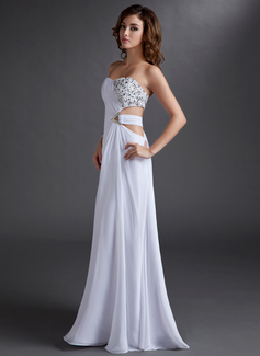 A-Line/Princess Strapless Floor-Length Chiffon Evening Dress With Ruffle Beading (017016721)
