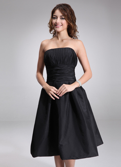 A-Line/Princess Strapless Knee-Length Taffeta Bridesmaid Dress With Ruffle (007001815)