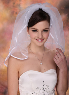 Blusher Veils Tulle Two-tier Ribbon Edge Wedding Veils (006020437)