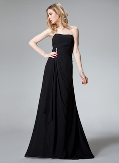 Glamorous A-Line/Princess Sweetheart Sweep Train Chiffon Charmeuse Bridesmaid Dress With Ruffle (007004180)