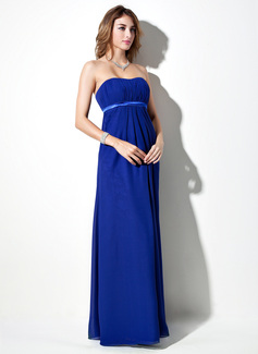 Empire Sweetheart Floor-Length Chiffon Charmeuse Maternity Bridesmaid Dresses With Sash (045022459)