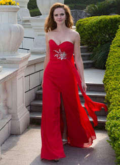 Empire Sweetheart Floor-Length Chiffon Prom Dress With Ruffle Beading (018024658)