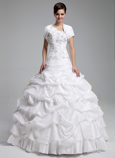 Ball-Gown One-Shoulder Floor-Length Taffeta Quinceanera Dress With Ruffle Lace Beading Flower(s) Sequins (021004719)