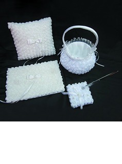 Collection Set Ring Pillow Pen Set Guest Book Garter Flower Basket Garden Theme Wedding Ceremony Collection Set With Spring Summer Autumn (100017998)