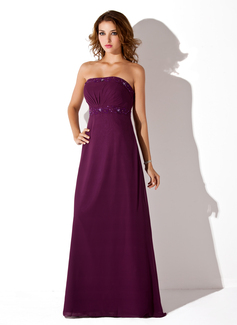 Empire Strapless Floor-Length Chiffon Bridesmaid Dress With Ruffle Beading (007001776)