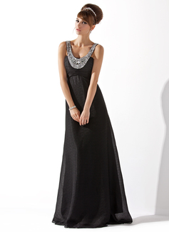 Empire Scoop Neck Floor-Length Chiffon Evening Dress With Ruffle Beading (017013792)