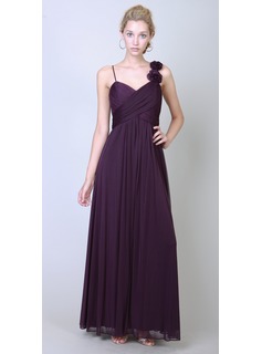 Fascinating A-Line/Princess V-neck Floor-Length Chiffon  Charmeuse Evening Dresses with Ruffle (017002643)