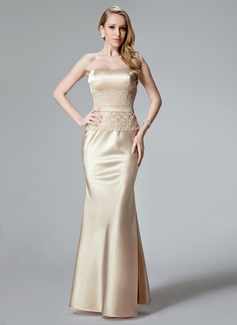 Mermaid Sweetheart Floor-Length Charmeuse Evening Dress With Lace (017004466)