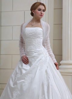 Jackets/Wraps Wedding Tulle Ruffles Wraps With Long Sleeve (013022585)