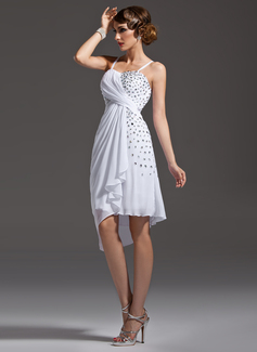 Sheath Sweetheart Asymmetrical Chiffon Cocktail Dress With Ruffle Beading (016021186)