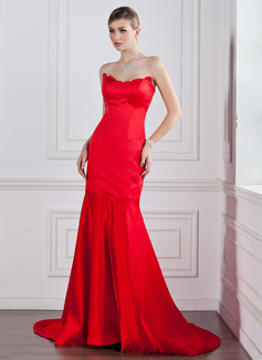 Mermaid Sweetheart Court Train Satin Evening Dress (017022528)