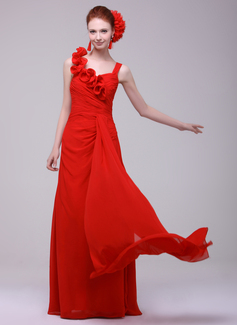 A-Line/Princess Sweetheart Floor-Length Chiffon Holiday Dress With Ruffle (020016171)