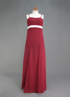 A-Line/Princess Sweetheart Floor-Length Chiffon Charmeuse Junior Bridesmaid Dress With Sash (009022495)