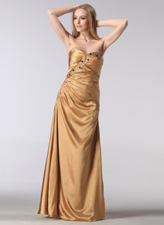 Charming Sheath Sweetheart Floor-Length Charmeuse Evening Dresses with Ruffle  Beading (017002266)