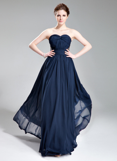 A-Line/Princess Sweetheart Floor-Length Chiffon Evening Dress With Ruffle Beading (017019741)