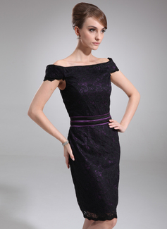 Sheath Off-the-Shoulder Knee-Length Lace Mother of the Bride Dress With Lace (008006436)