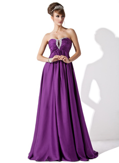 Empire Sweetheart Floor-Length Chiffon Evening Dress With Ruffle Beading (017013795)