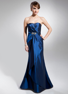 Mermaid Sweetheart Floor-Length Taffeta Evening Dress With Ruffle Beading (017014680)