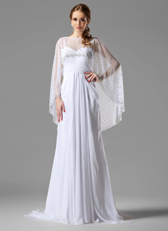 A-Line/Princess Sweetheart Sweep Train Chiffon Evening Dress With Ruffle (017022540)
