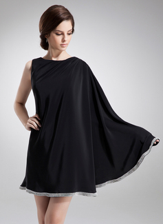 A-Line/Princess Scoop Neck Knee-Length Chiffon Cocktail Dress With Beading (016008528)