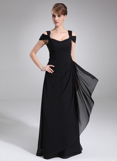 A-Line/Princess Off-the-Shoulder Floor-Length Chiffon Evening Dress With Ruffle (017021117)