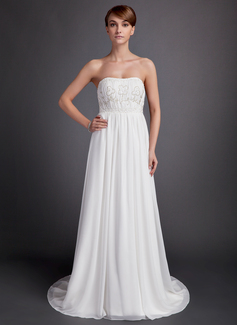 Empire Sweetheart Watteau Train Chiffon Wedding Dress With Ruffle Beadwork (002001170)