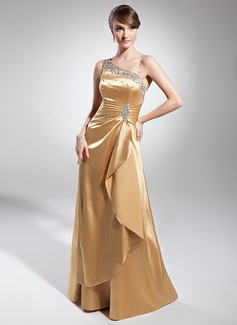 A-Line/Princess Floor-Length Charmeuse Evening Dress With Ruffle Beading Sequins (017014689)