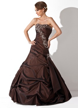 A-Line/Princess Sweetheart Floor-Length Taffeta Quinceanera Dress With Ruffle Beading Sequins (021020646)