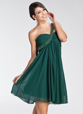 Empire One-Shoulder Knee-Length Chiffon Homecoming Dress With Ruffle Beading (022003353)