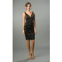 Nice Sheath V-neck Short/Mini Charmeuse Holiday Dresses with Ruffle (020003245)