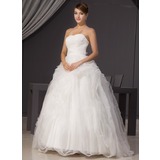 Ball-Gown Sweetheart Sweep Train Organza Satin Wedding Dress With Ruffle (002014468)