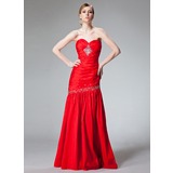 Mermaid Sweetheart Floor-Length Taffeta Evening Dress With Ruffle Beading Sequins (017004163)