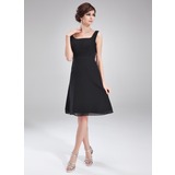 A-Line/Princess Square Neckline Knee-Length Chiffon Cocktail Dress With Ruffle (016021271)