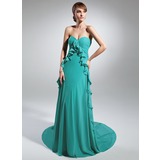 Empire Sweetheart Court Train Chiffon Prom Dress With Ruffle (018015069)