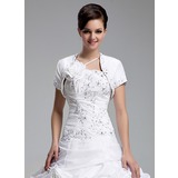 Jackets/Wraps Wedding Taffeta Beading Wraps With Short Sleeve (013022579)