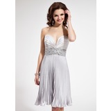 Empire Sweetheart Short/Mini Charmeuse Homecoming Dress With Ruffle Beading (022004402)