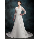 A-Line/Princess Chapel Train Satin Wedding Dress (002011517)