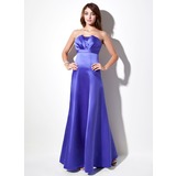Empire Scalloped Neck Floor-Length Satin Bridesmaid Dress With Ruffle (007001908)