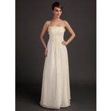 A-Line/Princess Floor-Length Chiffon Holiday Dress With Ruffle Beading Flower(s) (020015508)