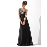 Empire Scoop Neck Floor-Length Chiffon Evening Dress With Ruffle Beading (017013792)