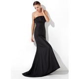 Mermaid Scalloped Neck Sweep Train Taffeta Evening Dress With Ruffle (017021133)