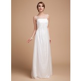 Empire Scoop Neck Floor-Length Tulle Wedding Dress With Ruffle (002014502)